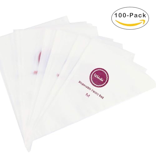 Webake 14 Inch Disposable Pastry Bag Icing Piping Frosting Bags for Cake Decorating 100 Pcs (Medium)