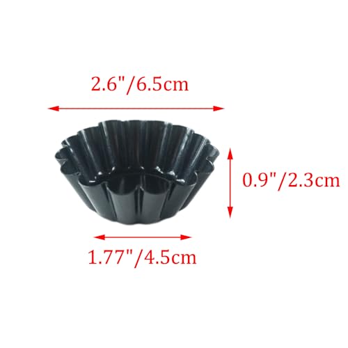 2.6 Inch Egg Tart Pan, Nonstick Fluted Edge Quiche Mold, 12 Pack