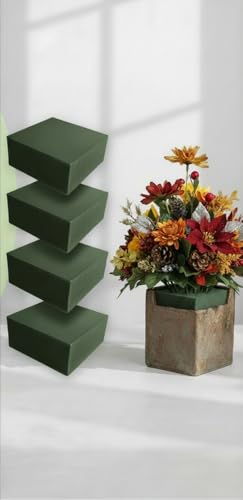 XCEL Floral Foam Blocks - Reusable, Weather Resistant Craft Foam for Artificial Flower Arrangements, Faux Florist Foam Planters Florist Supplies (Green 4" x 4" x 3" - 8 Pack) - color: Green 4" x 4" x 3" - 8 Pack
