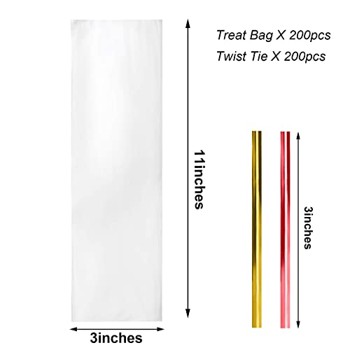 Cellophane Treat Bags 3x11 Inch 200 Pcs - size: 3x11 Inch (Pack of 200)
