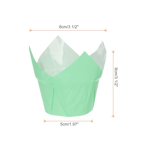 HARFINGTON 100Pcs Tulip Cupcake Liners Standard Paper Baking Cups Greaseproof Wrappers Disposable for Birthday Banquets Party, Blue - color: Blue