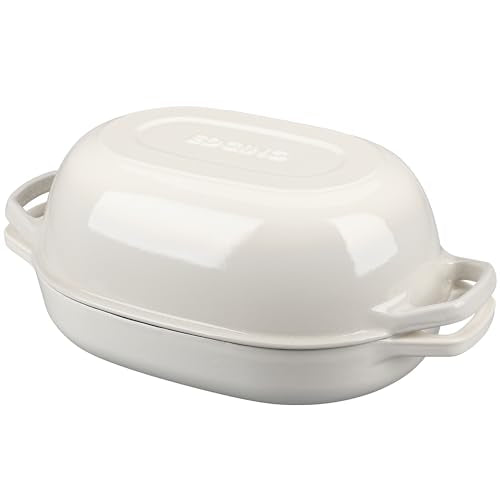 EDGING CASTING Enameled Cast Iron Oval Dutch Oven Pot with Lid, Dutch Oven for Sourdough Bread Baking, Bread Oven, Bread Dutch Oven, Oval Bread Pan, 7qt, White - color: White, size: 7 Quart