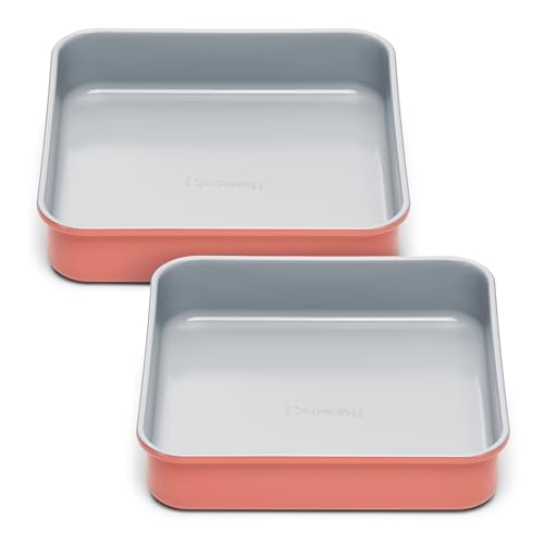 Caraway 9" Non-Stick Ceramic-Coated Square Pan Set - color: Perracotta, size: 2x Square Pan (9" x 9")