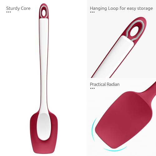 U-Taste 14" Long Silicone Spoonula, 600°F High Temp Spoon Spatula, Red - color: Red, size: 14 in (spoon spatula)