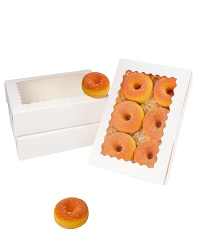 qiqee 100Pcs White Cookie Box with Window 9"x6"x2.5" Pastry Macaron Bakery Box for Packaging - color: White, size: 9" x 6" x 2.5" / 100 Pcs