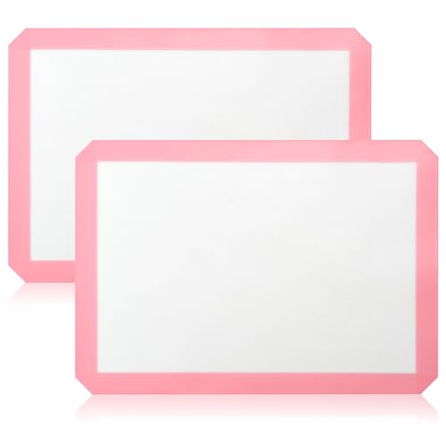 Luckyiren 2 Pack Silicone Baking Sheet Liners, Half Sheet Pan, Pink/White - color: Pink with Circles 0.4mm