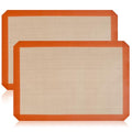 Luckyiren 2 Pack Silicone Baking Mat Set, Nonstick Half Sheet, Orange/Beige - color: Orange/Beige, 0.4mm