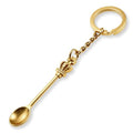 8 Pack Tiny Mini Spoon Keychain with Split Key Rings - color: Gold
