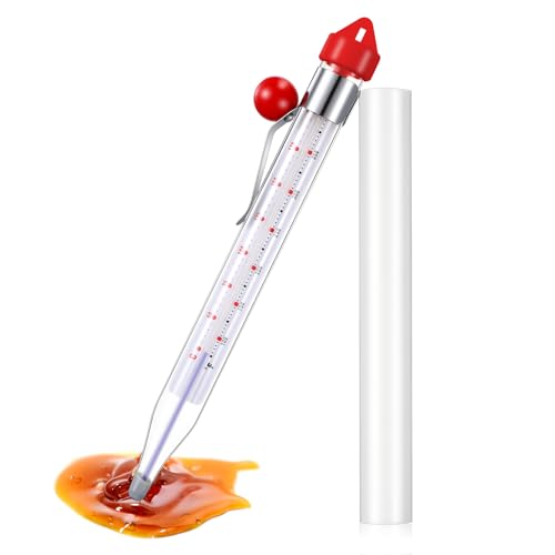 Photect 1 Pcs Candy Thermometer with Pot Clip 8", Red - color: Red