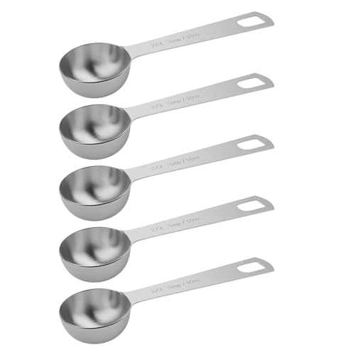 5PCS 2/3Tbsp(2tsp, 10ml) Measuring Spoon, Stainless Steel Teaspoon - size: 2/3tbsp