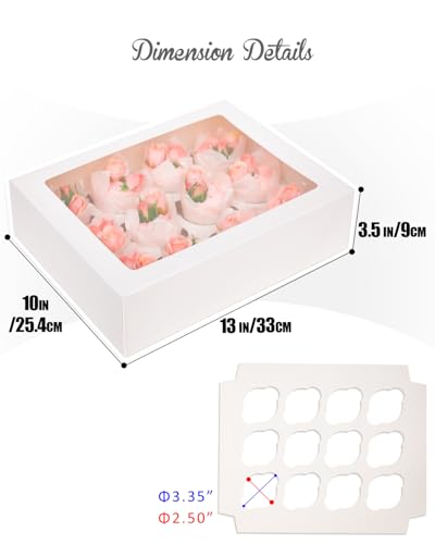 Bakepacker Auto-pop up 12 Cupcake Boxes, White, 6-Packs - color: White