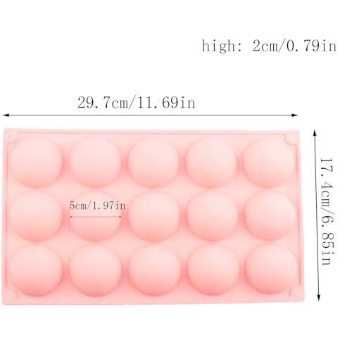15 Cavity Half Sphere Silicone Chocolate Molds - color: Pink