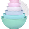 BoxedHome BPA Free Plastic Round Mixing Bowl with Lids, 12 Pack Nesting Bowls with Lids Set, Microwave and Dishwasher Safe Prep & Serving Bowls Great for Mixing, Baking, Serving (pinkish green, 12pcs) - color: Pinkish Green