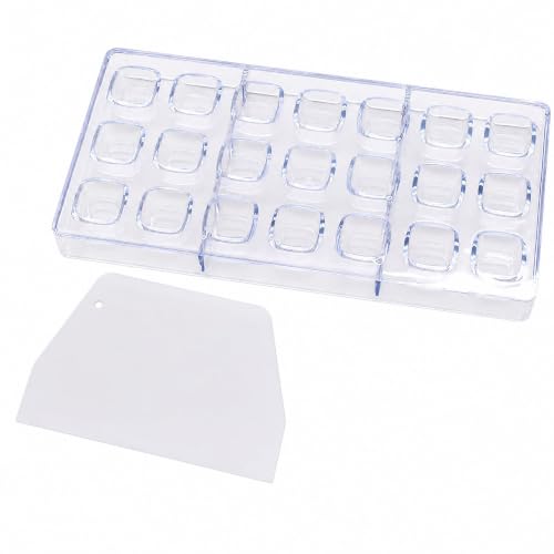 21 Grid Chocolate Candy Mold PC Polycarbonate Chocolate Making Mould with Scraper (Cube Shape) - color: Cube Shape