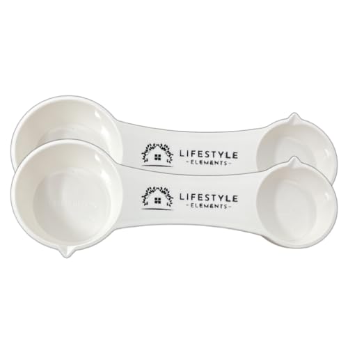 All In One Measuring Spoon Pack of 2 Includes 1 Tbsp 1 Tsp 1/2 Tsp 1/4 Tsp Measures Plastic Measuring Spoons Use for Dry Ingredients or Liquids Durable Rugged Dishwasher Safe Made in USA