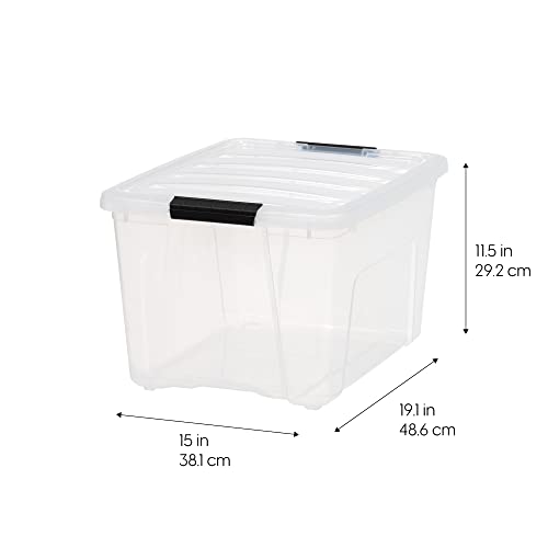 IRIS USA 35 Qt. Letter/Legal File Box with Latching Lid, Navy/Gray - color: Clear, size: 40 Qt, style: 6 Pack