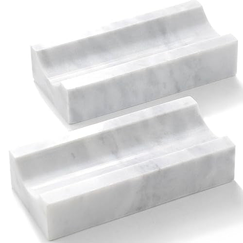 Marble Rolling Pin Holder,Rolling Pin Display Rack,Suitable for Storing Rolling Pin,Pizza Roller,Spoon,Knive,Fork and Other Kitchen Utensils,Set of 2(White Grey) - color: White Grey