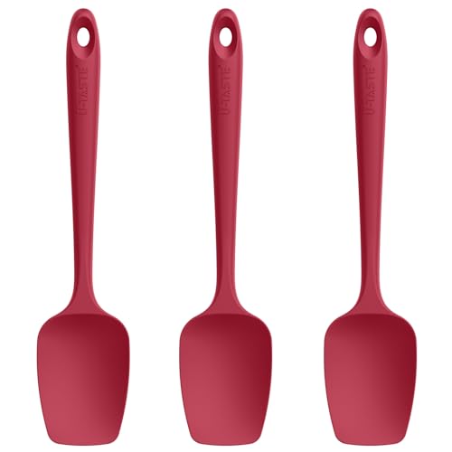 U-Taste Silicone Spoon Spatula Set of 3, 600°F High Heat Resistant, Red - color: Red