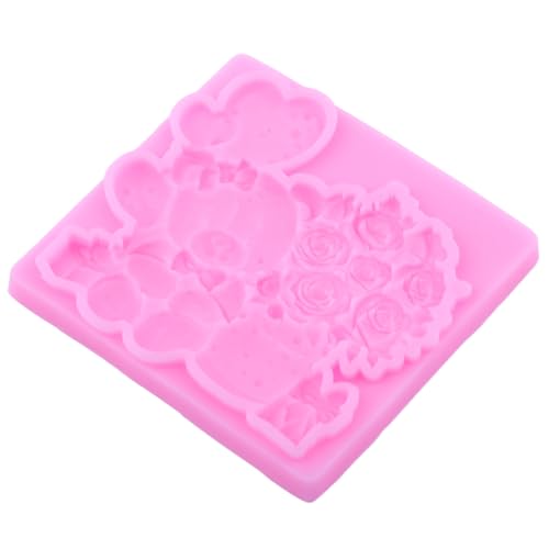 ZiXiang Bear Silicone Mold Teddy Bear Balloon Rose Fondant Molds Set Of 4 - color: Style E