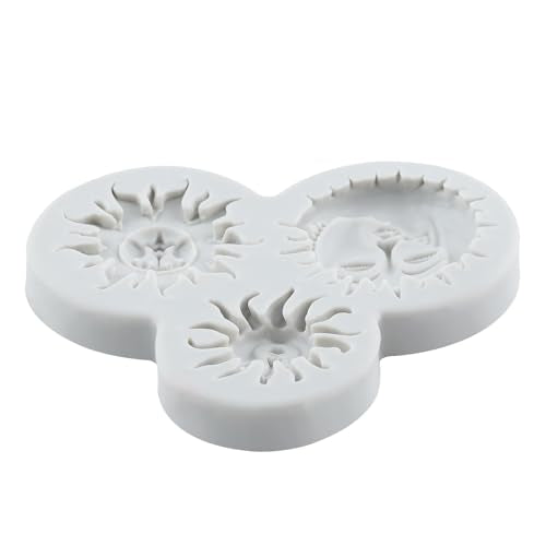 Sun Moon Face Fondant Mold Sun Face Silicone Chocolate Candy Mold - color: Style C
