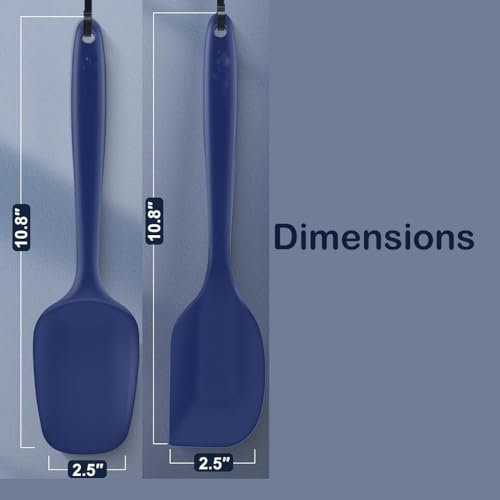 2-Pack Silicone Spatulas Set, 10-Inch High Heat Resistant Non-Stick Rubber Spatulas for Baking, Cooking, and Mixing – Dishwasher Safe (Blue) - color: Blue
