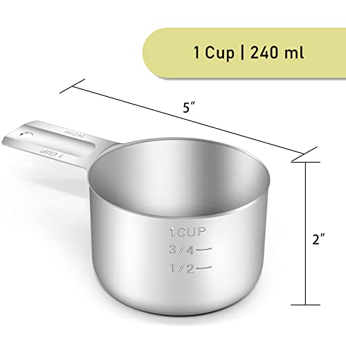 1PCS 1CUP(240ml, 8oz) Measuring Cup, 18/8 Stainless Steel Measure Scoop - size: 1cup|240ml|8oz