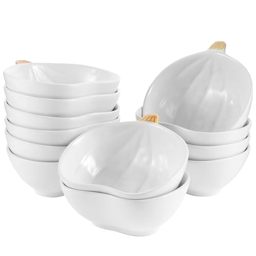 Kolewo4ever 12 Pieces Pumpkin Ramekins Fall Ramekins Ceramic Bowls Pumpkin Bowl 6 oz Oven Safe Ramekin for Thanksgiving Bowl Dip, Sauce, Condiments,Snack (Ivory White) - color: Ivory White