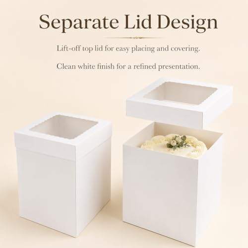 JCD Heavy-Duty 8x8x10inch Corrugated Cake Boxes Fits 6in Double Layer Cakes - size: 8*8*10inch/5pcs