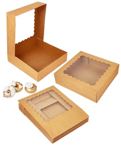 Bakepacker Auto-pop Up Pie Boxes 10x10x2.5 inches 36pcs Brown - color: Brown