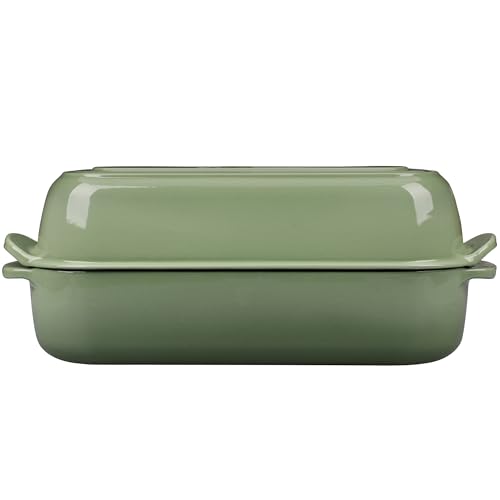 EDGING CASTING Enameled Cast Iron Loaf Pan with Lid, Bread pan, Dutch Oven Bread pan for Homemade Sourdough Bread Baking, 12.5x5.5 inch, 5qt, Pistachio Green - color: Pistachio Green