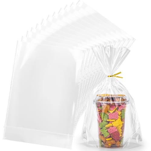 80Pcs Clear Cellophane Bags, with Twist Ties, Flat Bottom - size: 9.8x14 Inch (Pack of 80)