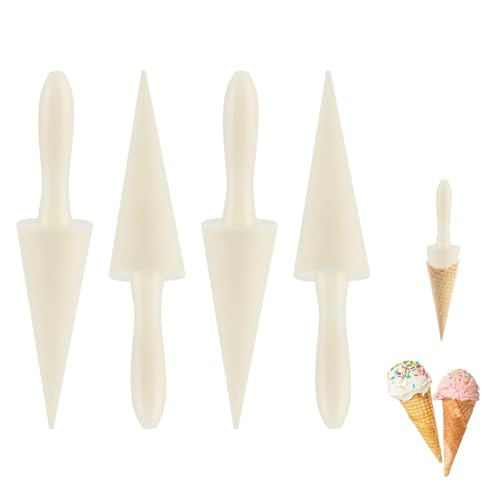 Pizzelle Roller, 4Pcs 9.3in Ice Cream Cone Molds Cone Roller Egg Roll DIY Molds Plastic Cream Horn Molds - color: #1*2pcs