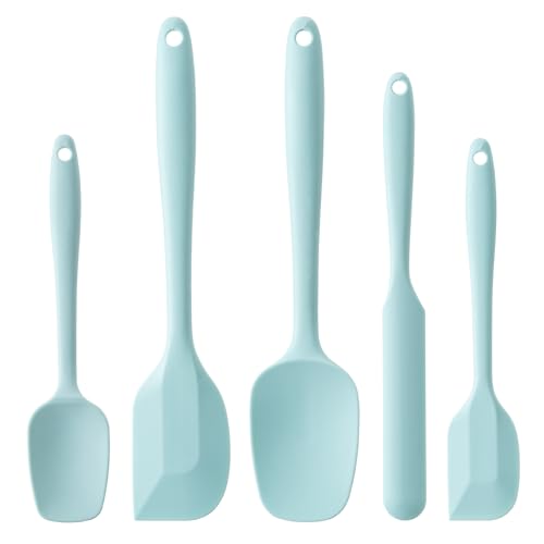 Silicone Spatula Set,5 Piece Food Grade Rubber Spatulas,Macaron Blue - color: Macaron blue