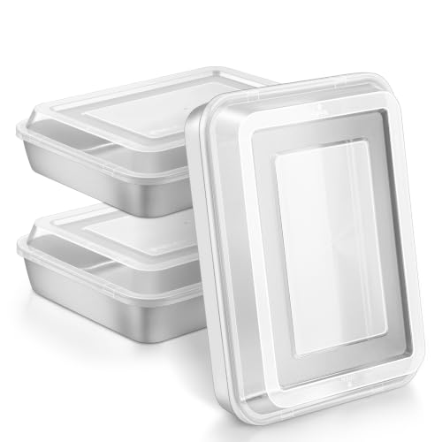 Herogo 9 x 12 Inch Baking Pan with Lid Set (3 Pans + 3 Lids) - size: 12.4" x 9.6" x 2"