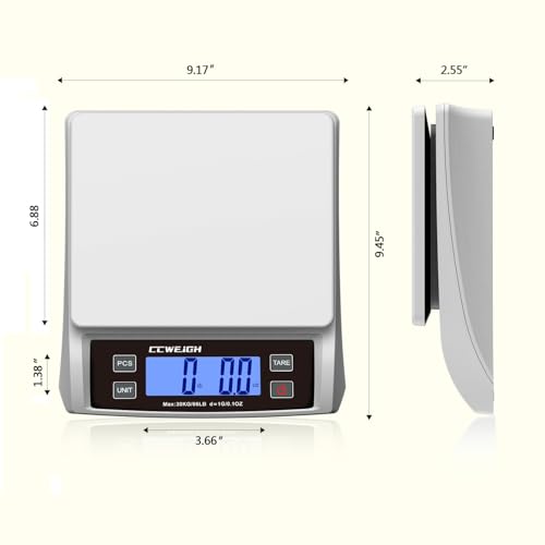 Food Scale 66lb,Rechargeable Digital Kitchen Scale for Baking - color: White