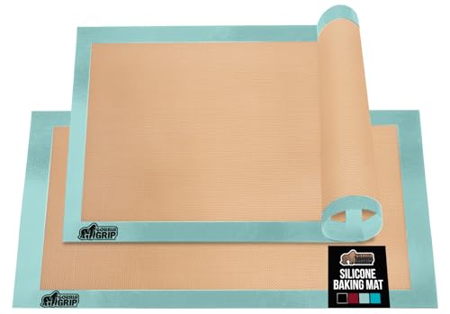 GORILLA GRIP Nonstick Silicone Baking Mats, 2PK, 2/3 Sheet, Mint - color: Mint, size: 20.5" x 14.62" (2/3 Sheet)