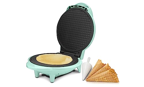 Waffle Cone Maker with Shaper Roller, Electric Nonstick Waffle Iron, Mint