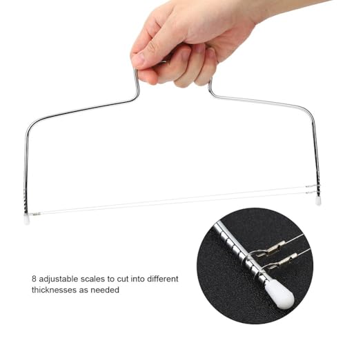 Limen 2Pcs Cake Leveler Adjustable - Stainless Steel Bow-Shaped Double Wire Cake Cutter,Silver Layering Slicing Tool for Bread and Toast,32 x 16 cm