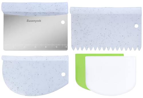 Suanyok Bench Dough Cutter-Flexible Plastic Bowl Scraper Kitchen Tool,White - color: White