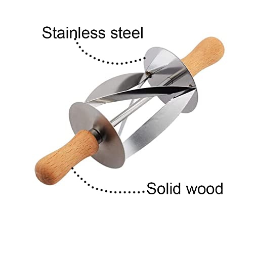Dough Wheel Cutter Stainless Steel Croissant Bread Cutter Wooden Handle Dough Scraper for Making Croissant Rolling