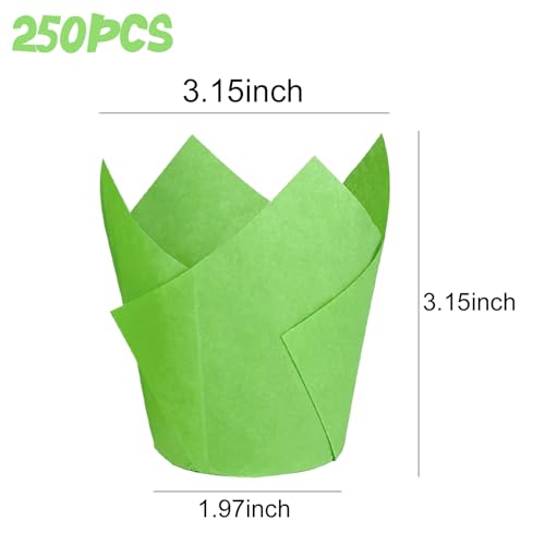 St. Patrick's Day 250Pcs Tulip Cupcake Liners,Parchment Paper Cupcake Liner - color: Green