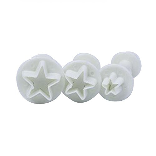 3Pcs Small Star Cookie Cutter Set, Star Fondant Plunger Stamp(Mini)