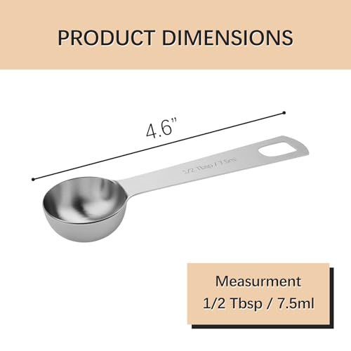 5PCS 1/2Tbsp(1.5tsp, 7.5ml) Measuring Spoon, Stainless Steel Teaspoon - size: 1/2tbsp