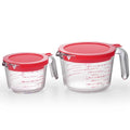 2 Pack Borosilicate Glass Measuring Cups with Lid, 1 & 2 Cup Heat Resistant Liquid Measuring Cups, Oven Microwave Freezer Dishwasher Safe for Baking Cooking Food Prep
