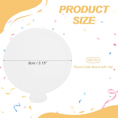 uxcell 300 Pcs Mini Cake Board w/Tab 3 Inch Cardboard Cake Base White - color: White, size: 3 Inch