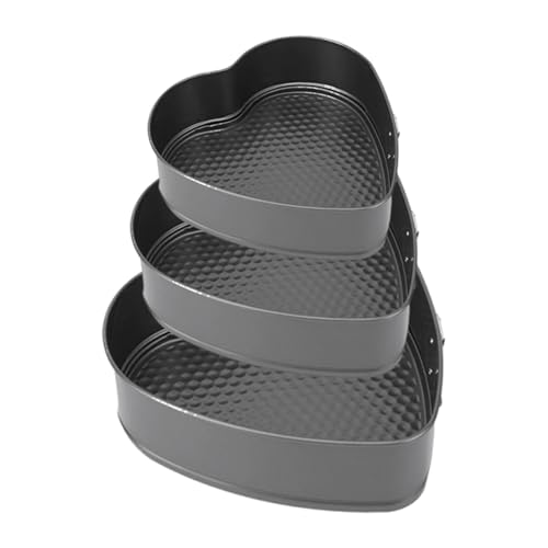 3pcs Springform Pan, 7,8,9 Inch Cheesecake Pans with Removable Bottom, Carbon Steel Baking Pans Nonstick Baking Tin Cake Mould for Small Pizza Pie (Heart Shape)