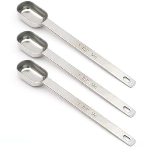 3PCS 1TSP(5ML) Measuring Spoon, Stainless Steel Long Handle Teaspoons - size: 1tsp|1/3tbsp|5ml|1/6oz