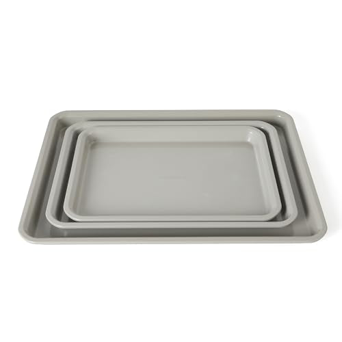 Calphalon Legacy Cookie Sheet Set, 3-Piece Nonstick Baking Sheets 18 15 13 Inch Cookie Baking Sheet, Metal Baking Sheet, Taupe, PFOA-Free for Even Baking, Oven Safe Cookie Pans for Baking - color: Legacy Taupe
