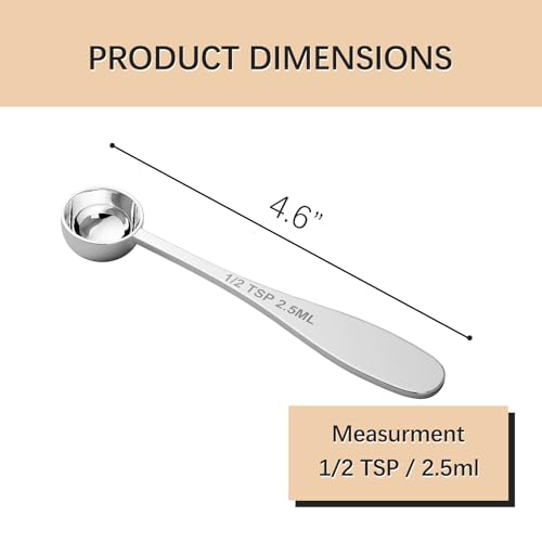 2PCS 1/2TSP(2.5ML) Measuring Spoon, 18/8(304) Stainless Steel Tablespoon - size: 1/2 tsp | 1/6 tbsp | 2.5 ml | 1/12 oz