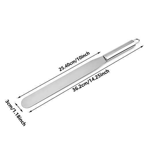 SEIWEI Cake Spatula Straight Palette Knives Smooth Icing Spatula Cupcake Cakes Decorating Home kitchen Baking Tool Silver (25.40cm/10inch) - size: 25.40cm/10inch